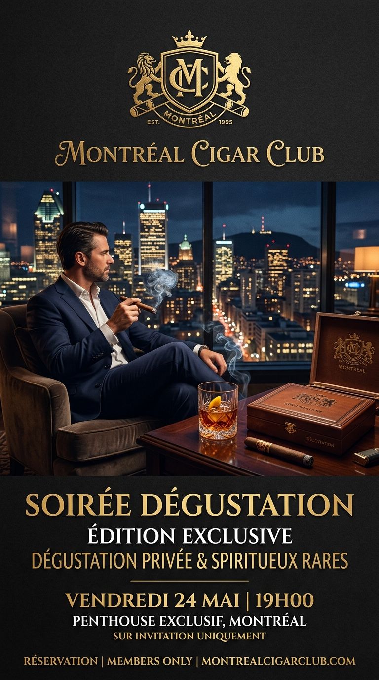 Montreal Cigar Club tasting soirée — private penthouse lounge